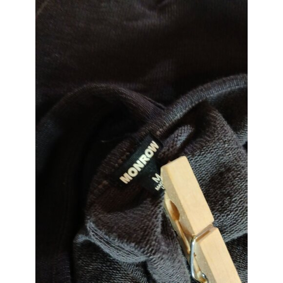 Monrow Black Ribbed Tank Dress Ruched Side Sleeveless Size M Racer Back Body Con - Picture 6 of 16